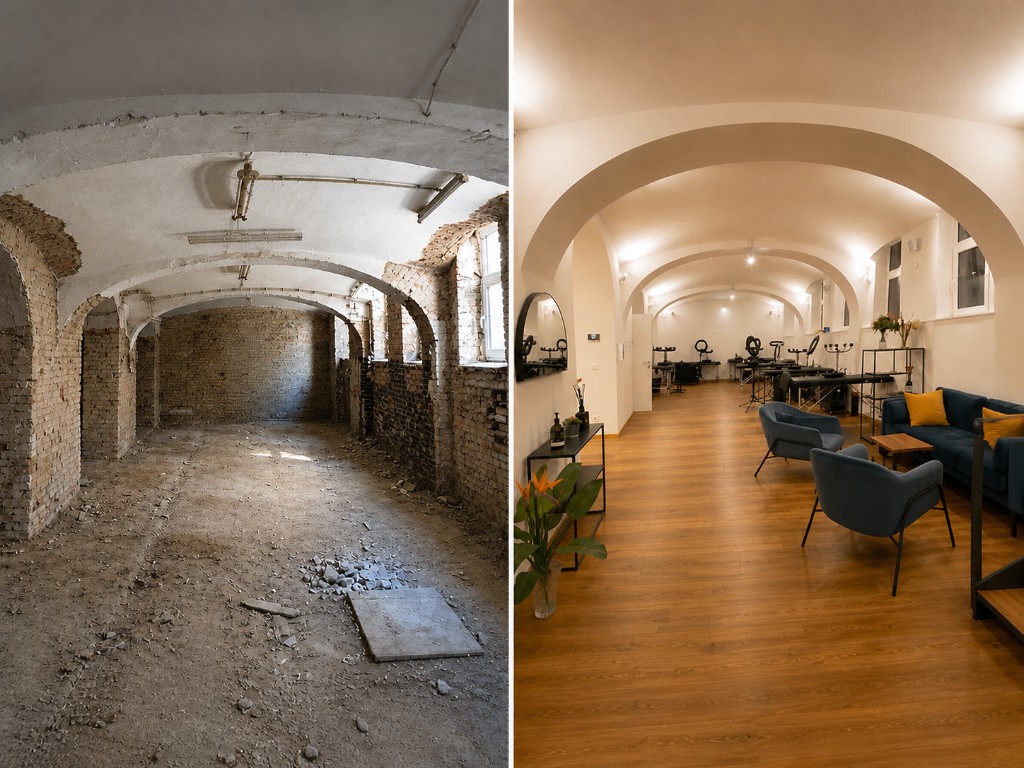 Kellerumbau zu hellen Büroräumen in 1040 Wien